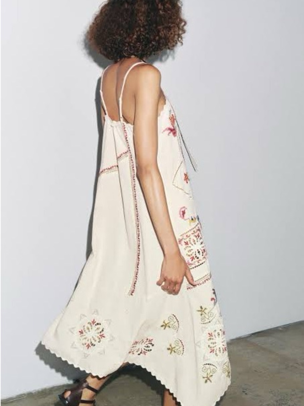 NWT Zara ZW Collection Asymmetric Floral Embroidered Dress XS - Picture 3 of 11